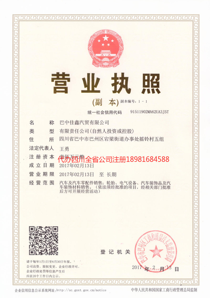 西充西充佳鑫汽贸有限公司