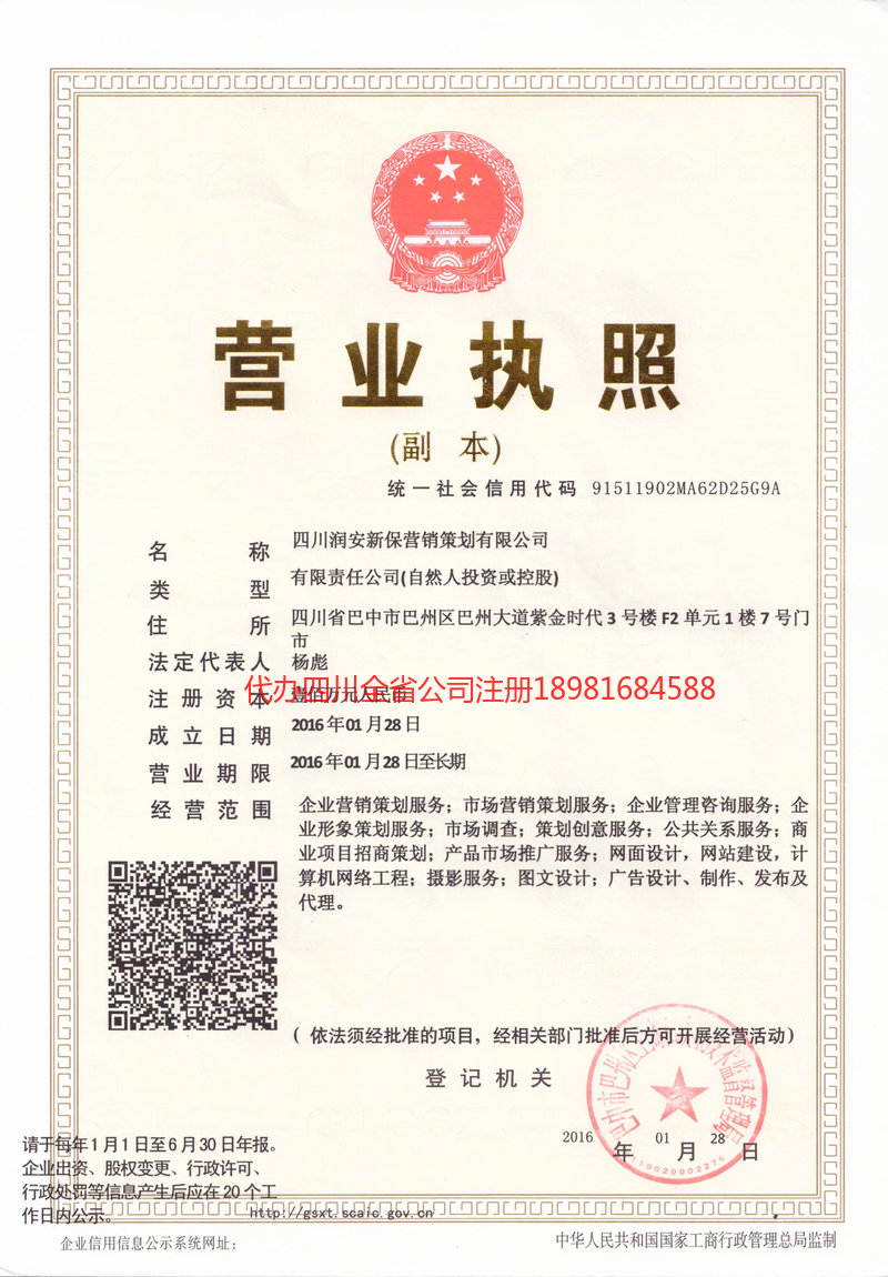 西充西充润安新保营销策划有限公司